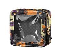 Borsa da viaggio per cosmetici con maschera da circo arancione e viola, piccola borsa da viaggio per articoli da toeletta borsa organizer per smalto per unghie per volare