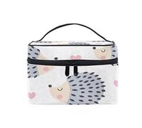 Borsa da viaggio per cosmetici con stampa a forma di cuore e riccio, borsa da toeletta, organizer per riporre oggetti, per donne e ragazze.