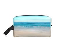 Borsa da viaggio per cosmetici, con stampa di stelle marine e coralli sulla spiaggia, organizer portatile per articoli da toeletta e trucchi, per donne, uomini, uso quotidiano, Conchiglie Sabbia