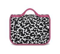 Borsa da viaggio per cosmetici da donna, colore bianco mimetico e nero, organizer per trucchi con gancio per shampoo