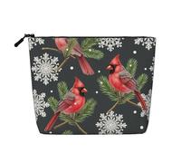Borsa da viaggio per donna - Borsa per il trucco impermeabile piccola e carina con fiocco di neve e motivo cardinale settentrionale per ragazze e bambine - Borsa pieghevole per cosmetici, pennelli, st