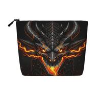 Borsa da viaggio per donna - Borsa per il trucco impermeabile piccola e carina con motivo a drago e demone per ragazze e bambini - Borsa pieghevole per cosmetici, pennelli, strumenti, accessori per ar