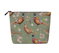 Borsa da viaggio per donna - Borsa per il trucco piccola e carina, resistente all'acqua, con motivo a fagiano in fiore di ciliegio, per ragazze e bambine - Borsa pieghevole per cosmetici, organizer pe