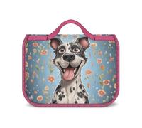Borsa da viaggio per donna con gancio per appendere, borsa per il trucco, borsa cosmetica impermeabile Fun Dogs