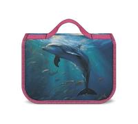 Borsa da viaggio per donna con gancio per appendere, borsa per il trucco, borsa cosmetica impermeabile Dolphin in The Deep Ocean