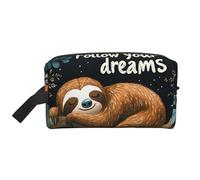 Borsa da viaggio per donna e uomo - Borse da toilette impermeabili per cosmetici, accessori e organizer, Sloth Follow Your Dreams