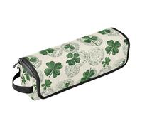 Borsa da viaggio per ferri da stiro per capelli con timbro a trifoglio beige, borsa da viaggio per ferri da stiro, piastre, ferro arricciacapelli e accessori per la cura dei capelli, organizer