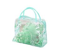 Borsa da viaggio per il bagno con fiori trasparenti da donna, Verde, as description