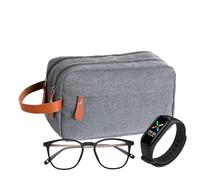 Borsa da viaggio per il bagno - Organizer per prodotti da bagno impermeabile | Custodia a doppio strato resistente all'acqua, manico per toelettatura, borsa da barba con separatore, grigio, Se référer