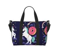 Borsa da viaggio per il fine settimana con stampa di unicorni ciambella arcobaleno borsa da viaggio per adulti borsa da viaggio adatta per viaggi, campeggio, picnic