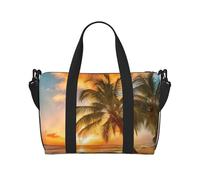 Borsa da viaggio per il fine settimana stampata con palme tropicali e tramonto borsa da viaggio per adulti borsa da viaggio adatta per viaggi, campeggio, picnic