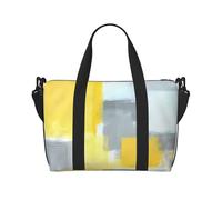 Borsa da viaggio per il fine settimana stampata con pittura astratta grigia e gialla borsa da viaggio a tracolla per adulti adatta per viaggi, campeggio, picnic