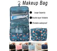 Borsa da viaggio per il make-up da appendere, organizer per il bagno e gli accessori da toilette di grande capacità, borsa cosmetica multifunzionale a doppio strato, custodia portatile per la bellezza