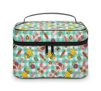 Borsa da viaggio per il trucco a scacchi verde anatra, per donna, organizer per cosmetici con scomparti per manici morbidi, grande capacità per uomo, borsa da toilette per la cura della pelle, da ca