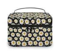 Borsa da viaggio per il trucco a tema musicale Daisy per donna, organizer per cosmetici con scomparti per manici morbidi, borsa da toilette per la cura della pelle di grande capacità per uomo, custo
