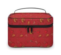 Borsa da viaggio per il trucco Anime Pizza Tomato Red per donna, organizer per cosmetici con scomparti per manici morbidi, grande capacità per uomo, borsa da toilette per la cura della pelle, campeg