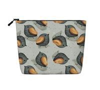 Borsa da viaggio per il trucco Bird And Fruit, grande capacità, per donna, impermeabile, monostrato, in imitazione canapa, con cerniera, portatile, organizer per cosmetici.