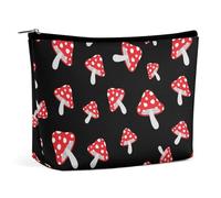 Borsa da viaggio per il trucco, borsa cosmetica impermeabile di grande capacità, astuccio per il trucco portatile con cerniera, borsa tote da donna dal design estetico, simpatici funghi rossi dei cart