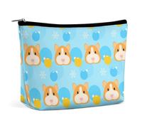 Borsa da viaggio per il trucco, borsa cosmetica impermeabile di grande capacità, astuccio portatile con cerniera, borsa da toilette in pelle PU per donna, fiocchi di neve di porcellino d'India di Nata