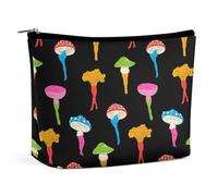 Borsa da viaggio per il trucco, borsa cosmetica portatile impermeabile con simpatici funghi, da donna, divertente, astuccio per il trucco in pelle PU di grande capacità, borsa tote da donna dal design