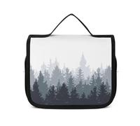Borsa da viaggio per il trucco, borsa da trucco portatile, borsa da toilette con montagne remote per uomini e donne, Foresta Tranquillo