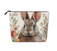 Borsa da viaggio per il trucco Cold Bunny di grande capacità per donna, borsa cosmetica portatile con cerniera, impermeabile, monostrato, in imitazione canapa, custodia per cosmetici