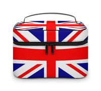 Borsa da viaggio per il trucco con bandiera inglese, per donne, organizer per cosmetici con scomparti per manici morbidi, grande capacità per uomo, borsa da toilette per la cura della pelle, custodi