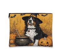 Borsa da viaggio per il trucco con cane da montagna del Bernese di Halloween, 17,8 x 22,8 cm, borsa da viaggio, astuccio per cosmetici da donna, regalo per donne, calderone raccapricciante portatile