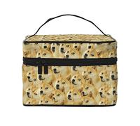 Borsa da viaggio per il trucco con meme di Mr Doge donna, cosmetica impermeabile e pieghevole, ideale come