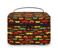 Borsa da viaggio per il trucco con stampa di baffi da padre, per donne, organizer per cosmetici con scomparti per manici morbidi, grande capacità per uomo, borsa da toilette per la cura della pelle,