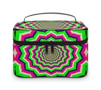 Borsa da viaggio per il trucco con stampa floreale geometrica divertente per donna, organizer per cosmetici con scomparti per manici morbidi, borsa da toilette per la cura della pelle di grande capa