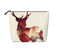 Borsa da viaggio per il trucco da donna Artistic Antelope, grande capacità, impermeabile, in simil canapa, con cerniera, portatile