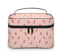 Borsa da viaggio per il trucco da donna con nastro per la consapevolezza del cancro al seno, organizer per cosmetici con scomparti per manici morbidi, borsa da toilette per la cura della pelle da uo