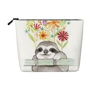 Borsa da viaggio per il trucco da donna con sigillo Balustrade, grande capacità, impermeabile, monostrato, in finta canapa, con cerniera, portatile