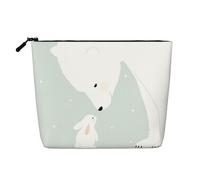 Borsa da viaggio per il trucco da donna di grande capacità, modello Rabbit And Bear, impermeabile, monostrato, in simil canapa, con cerniera, portatile.