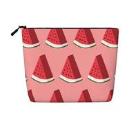 Borsa da viaggio per il trucco da donna, grande capacità, a forma di anguria rossa, impermeabile, monostrato, in imitazione canapa, con cerniera, portatile, organizer per cosmetici.