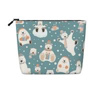 Borsa da viaggio per il trucco da donna, grande capacità, a forma di panda bianco, impermeabile, monostrato, in imitazione canapa, con cerniera, portatile