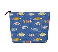 Borsa da viaggio per il trucco da donna, grande capacità, a forma di pesciolino, impermeabile, monostrato, in imitazione canapa, con cerniera, portatile