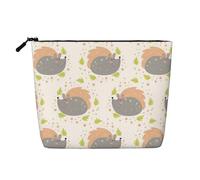 Borsa da viaggio per il trucco da donna, grande capacità, a forma di porcospino, impermeabile, monostrato, in imitazione canapa, con cerniera, organizer per cosmetici.