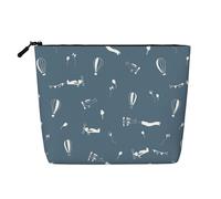 Borsa da viaggio per il trucco da donna, grande capacità, con mongolfiere, impermeabile, monostrato, in imitazione canapa, con cerniera, portatile
