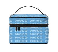 Borsa da viaggio per il trucco da donna, grande organizer per cosmetici, codice binario blu per programmatore