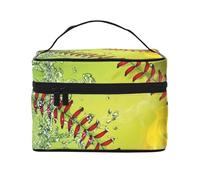 Borsa da viaggio per il trucco da donna, grande organizer per cosmetici, colore: giallo softball