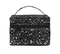Borsa da viaggio per il trucco da donna, grande organizer per cosmetici, glitter bianco argento grigio diamante glitter