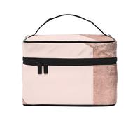 Borsa da viaggio per il trucco da donna, grande organizer per cosmetici, glitter oro rosa, marmo bianco e nero geometrico