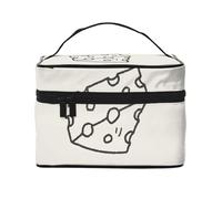 Borsa da viaggio per il trucco da donna, grande organizer per cosmetici, motivo a scarabocchio di formaggio