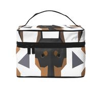 Borsa da viaggio per il trucco da donna, grande organizer per cosmetici, motivo poligonale a testa di doberman