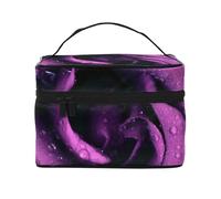 Borsa da viaggio per il trucco da donna, grande organizer per cosmetici, stampata con rosa viola.