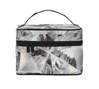 Borsa da viaggio per il trucco da donna, grande organizer per cosmetici, stile texture a diamante, cristallo