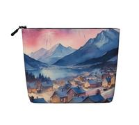 Borsa da viaggio per il trucco da donna, motivo: fuochi d'artificio di neve, grande capacità, impermeabile, monostrato, in canapa sintetica, con cerniera, portatile, organizer per cosmetici.