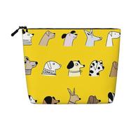 Borsa da viaggio per il trucco da donna Puppy Head, grande capacità, impermeabile, in simil canapa, con cerniera, portatile, a singolo strato, organizer per cosmetici.